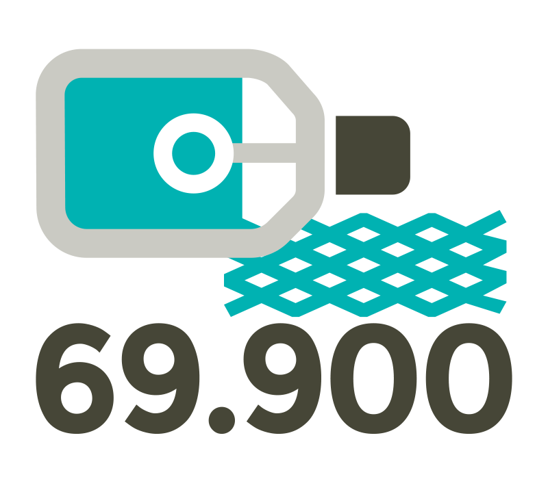 Grafische Darstellung von Gewebeimplantaten sowie der Zahl 69.900.
