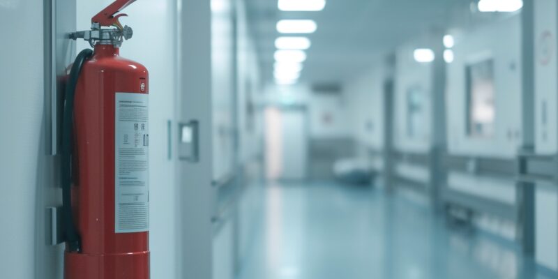 Feuerlöscher im Krankenhausflur. (Foto: sattawat)