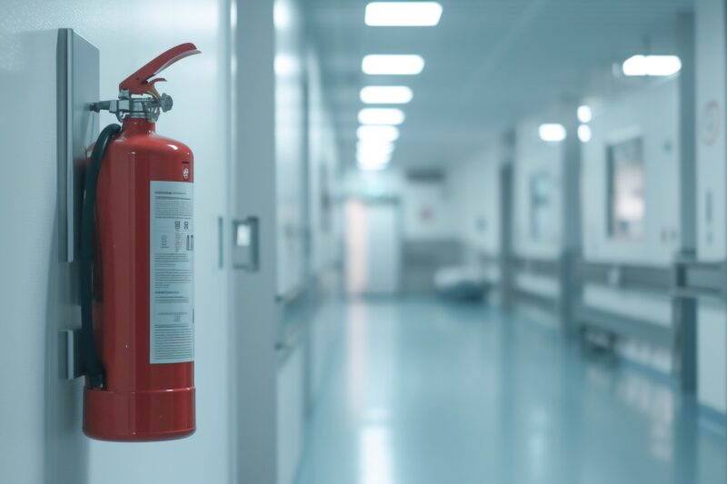 Feuerlöscher im Krankenhausflur. (Foto: sattawat)