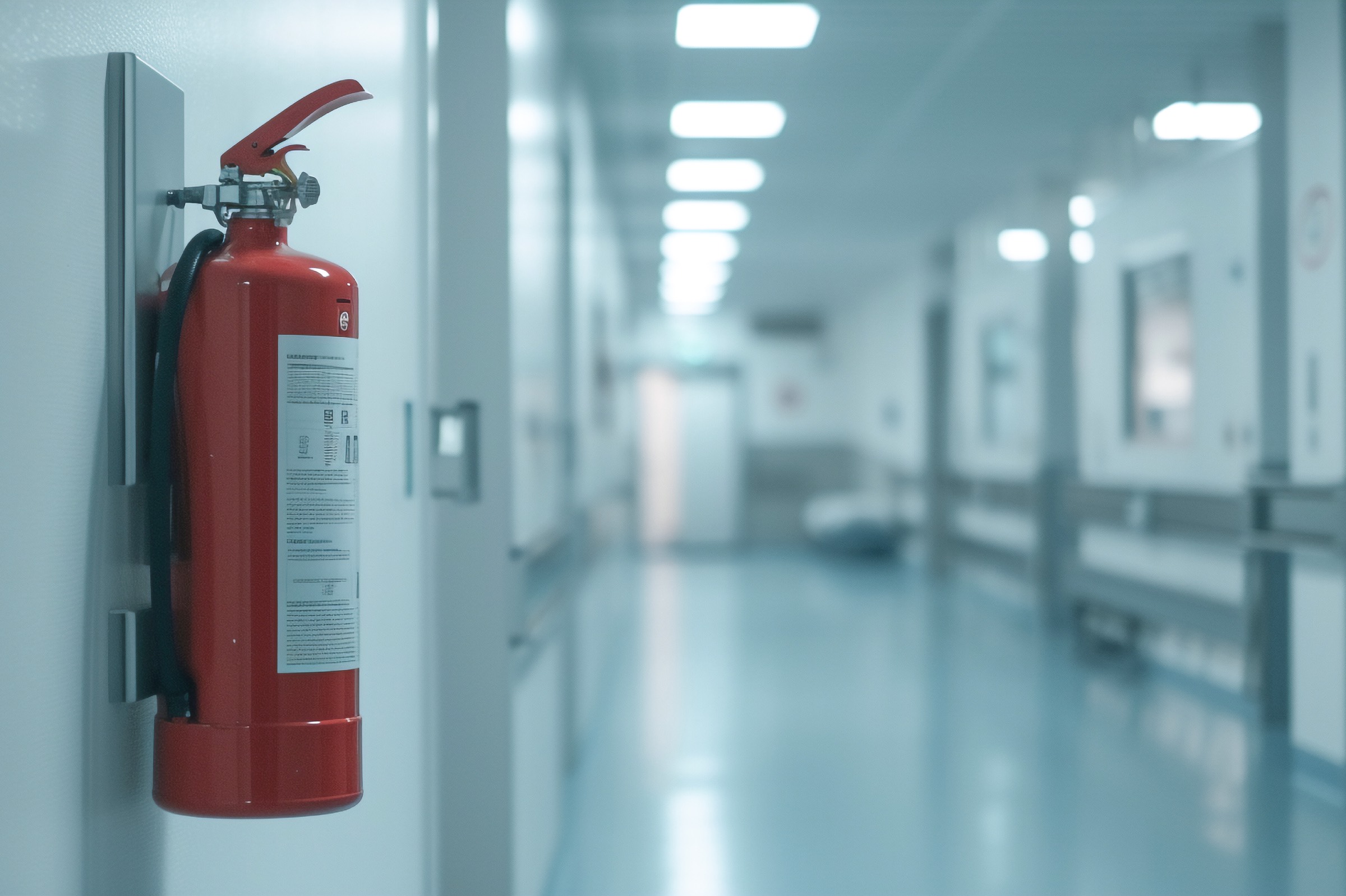 Feuerlöscher im Krankenhausflur. (Foto: sattawat)